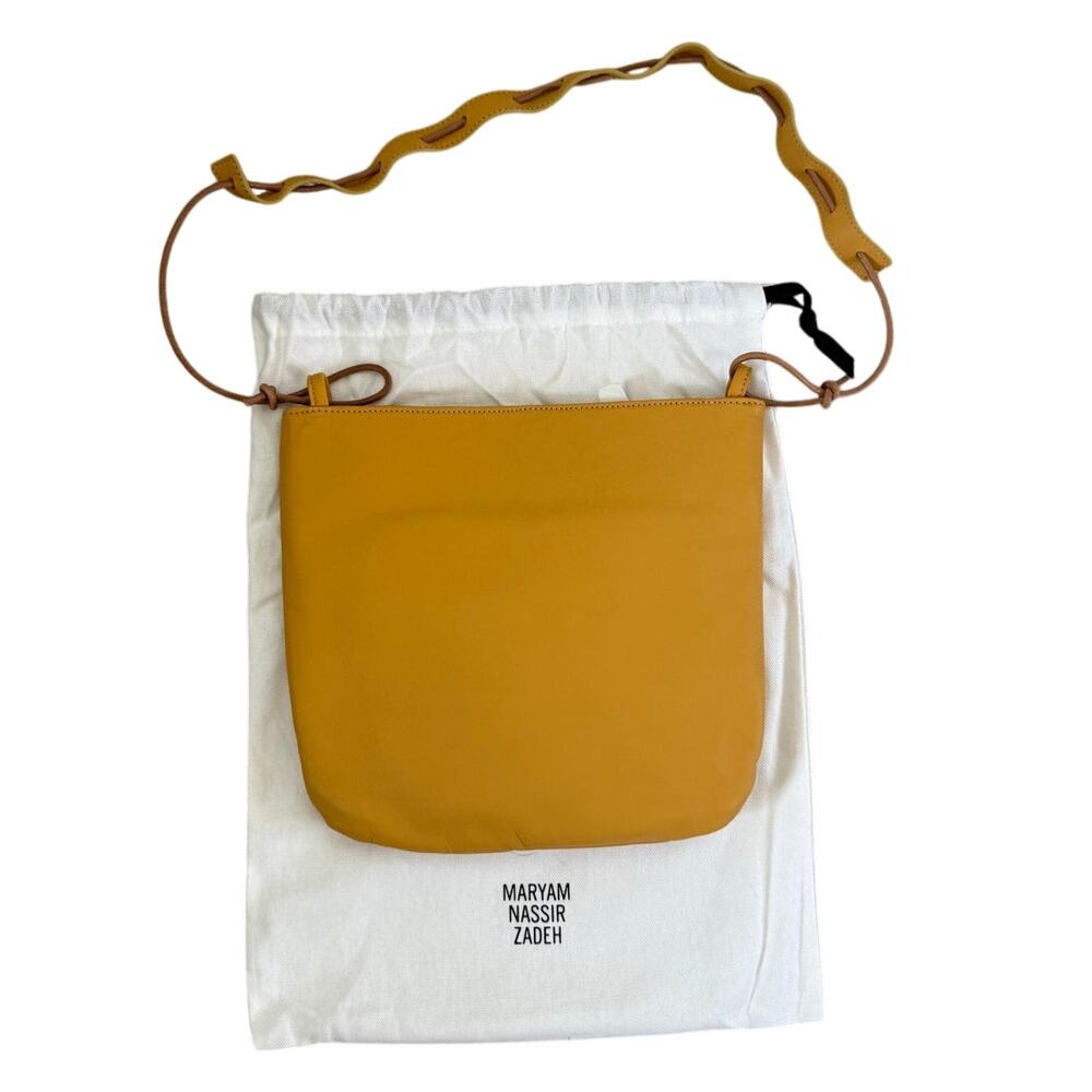 Maryam Nassir Zadeh Script Purse Unisex Bag Yellow Leather Designer Rare NEW - Picture 2 of 7